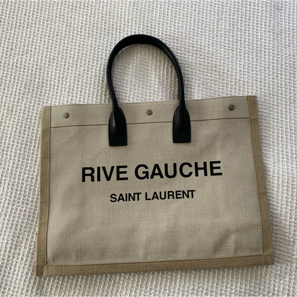 Saint Laurent's Rive Gauche Linen and Leather Tote Bag